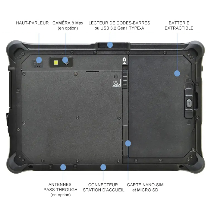 KEYNUX Tablette Durabook R8 AV8 Tablette tactile étanche eau et poussière IP66 - Incassable - MIL-STD 810H - MIL-STD-461G - Durabook R8