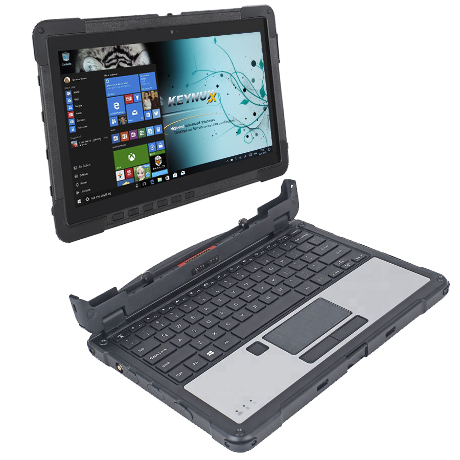 Tablette KX-11X - Tablet-PC 2-en1 tactile durci militarisée IP65 incassable, étanche, très grande autonomie - KX-11X - KEYNUX